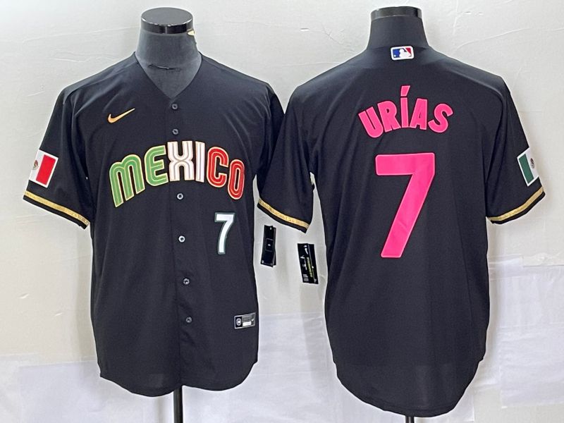 Men 2023 World Cub Mexico #7 Urias Black pink Nike MLB Jersey8